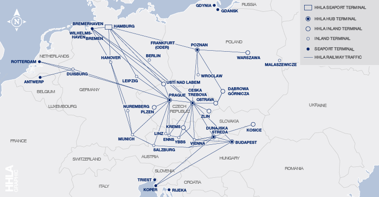Intermodal Network of HHLA (map)