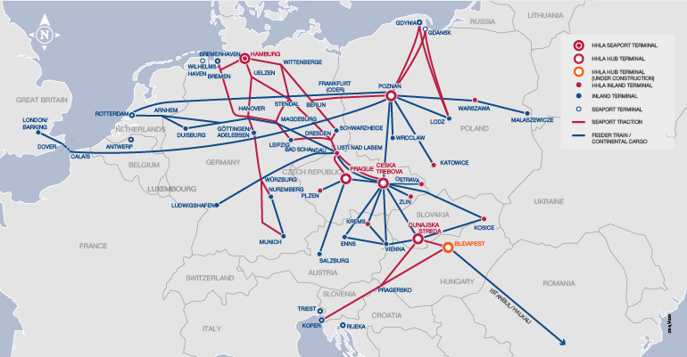 Intermodal Network of HHLA (map)