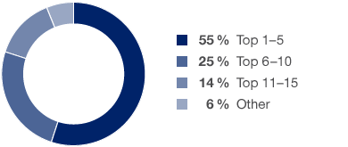 Revenue Distribution by Customers (pie chart)