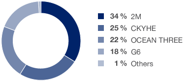 Capacity Breakdown by Shipping Line Alliances (pie chart)