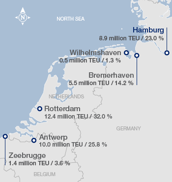 Throughput at the North Range Ports (map)