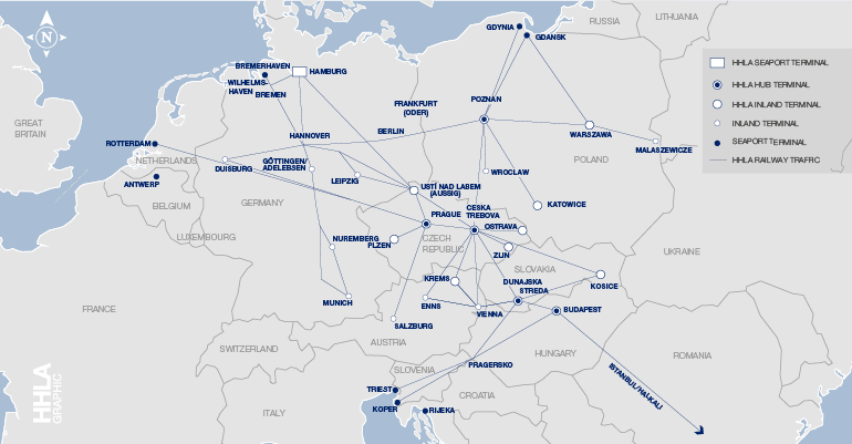 Intermodal Network of HHLA (map)