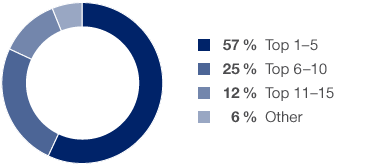 Revenue Distribution Split by Customers (pie chart)