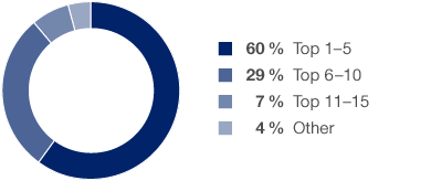 Revenue Distribution Split by Customers (pie chart)